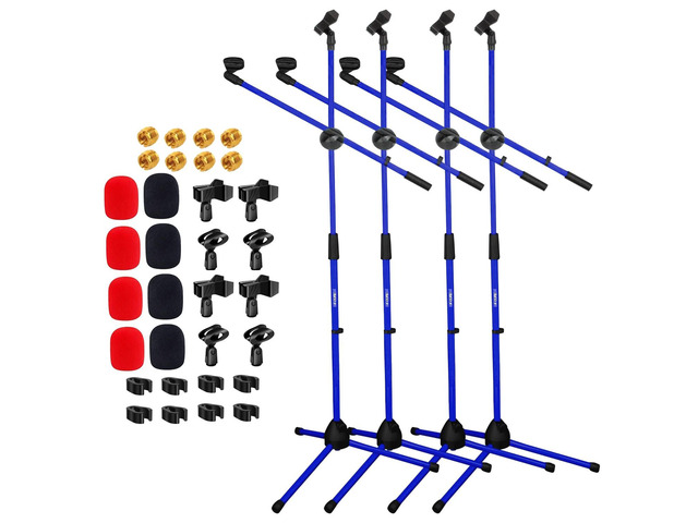 5 Core Mic Stand 4 Pcs Floor Height Adjustable Tripod Microphone Stands w Extending Telescoping Boom Arm