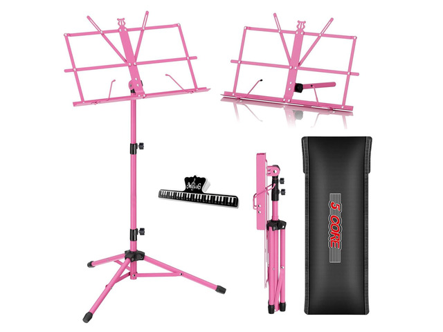 5 Core Music Stand Height Adjustable Desktop Book Stands Portable Sheet Holder All Metal Bookstand Foldable Atril Para Partituras w Carrying Bag &...