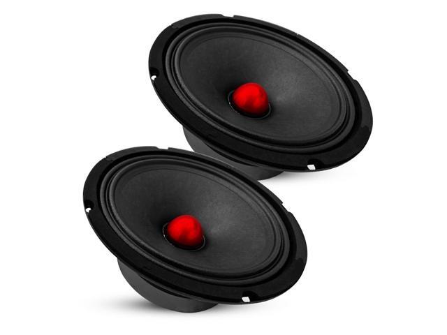 5 CORE 8 Inch Speaker Mid Range Bullet Replacement Car Driver 2Pc Red Aluminium Bullet Loudspeaker 500W Max 4 Ohm Audio Door Speakers for Car or...