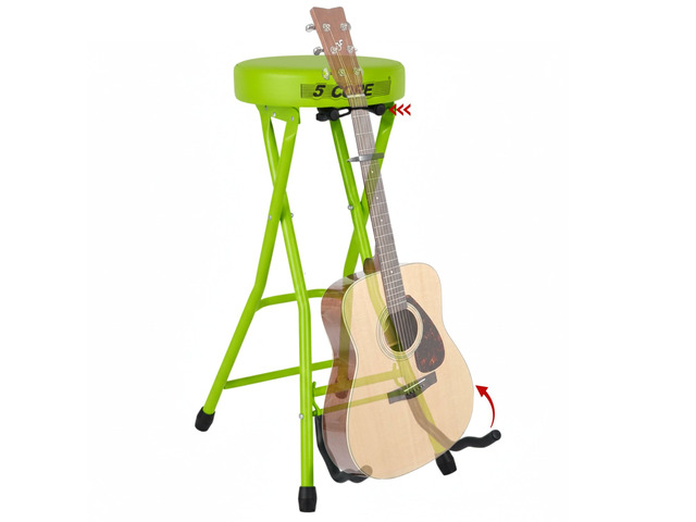 5Core Guitar Stool 3.15' Padded Chair Foldable Heavy Duty Music Seat Built in Foot Rest Guitar Stand