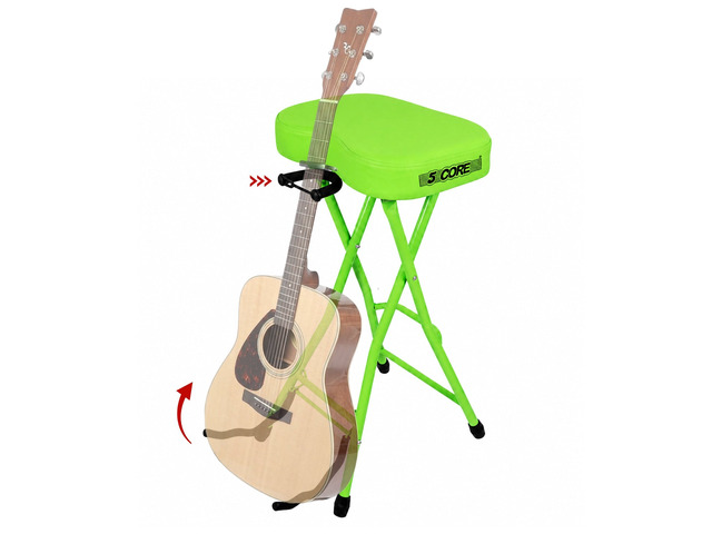 5Core Guitar Stool 3.15' Padded Chair Foldable Heavy Duty Music Seat Built in Foot Rest Guitar Stand