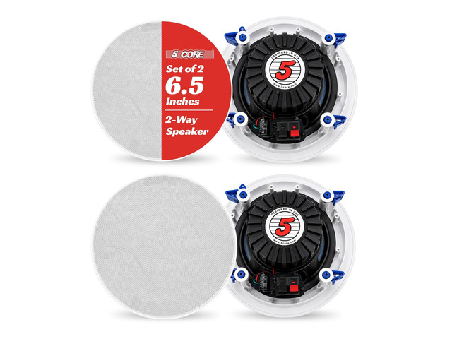 5 Core 6.5 Inch In-Ceiling In-Wall Speaker 360W 2-Way Pair Flush Mount House Home Theater Speakers