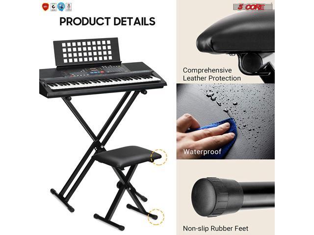 5 Core Premium Adjustable Padded Keyboard X-Style Bench Portable Foldable Piano Keyboard Stool Extra Thick Padded Chair 4 Non-Slip Rubber Feet,...