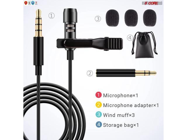 5 Core Professional Omnidirectional Lavalier Microphone 3.5mm Clip-On Lapel Mic for Smartphone DSLR Camera PC Interview Video Camcorders Audio...
