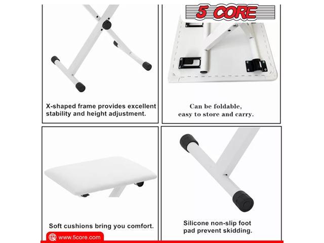 5 Core Premium Adjustable Padded Keyboard X-Style Bench Portable Foldable Piano Keyboard Stool Extra Thick Padded Chair 4 Non-Slip Rubber Feet,...