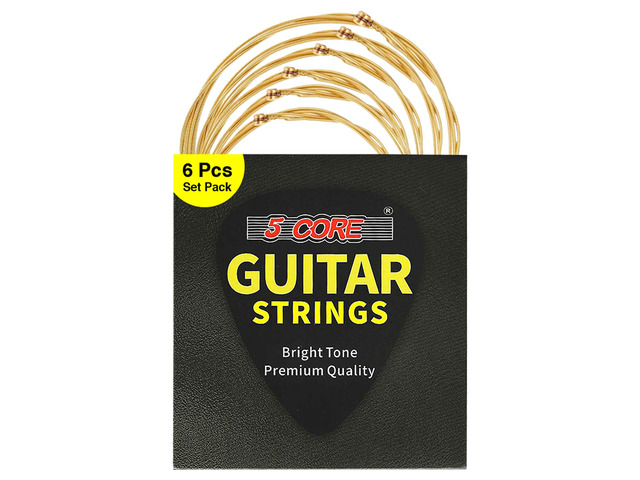 5 Core Acoustic Guitar Strings Brass Heavy Duty Medium Gauge (.013.056) High Carbon Steel Core Bright & Powerful Tone 6 String Set for All Acoustic...