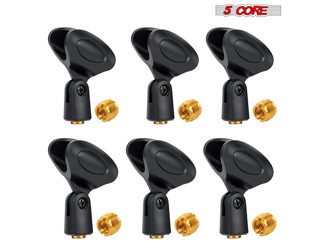 5 Core Microphone Clip Holder 6 Pieces with Screw Adapters 5/8 to 3/8 Inch - MC 02 6PCS