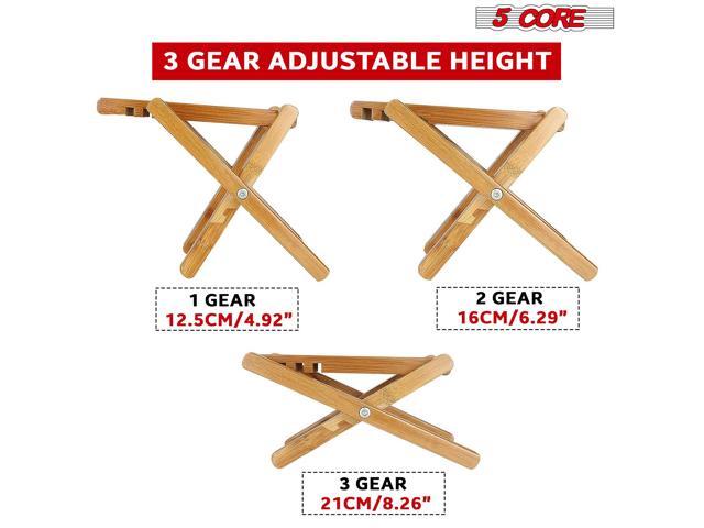 5 Core Wood Guitar Foot Stool 3 Position Height Adjustable Guitar Foot Stand Solid Wood Foot Stool GFS WD