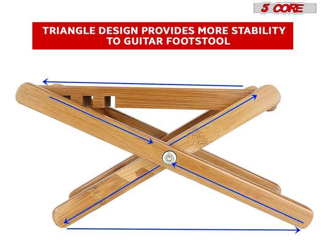 5 Core Wood Guitar Foot Stool 3 Position Height Adjustable Guitar Foot Stand Solid Wood Foot Stool GFS WD