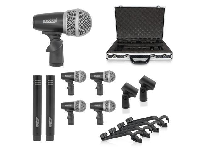 5 Core Drum Mic Kit 7 Piece Drumset XLR Wired Dynamic Microphone Kick Bass, Tom/Snare & Cymbals Instrument Set for Studio and On Stage Live Use.