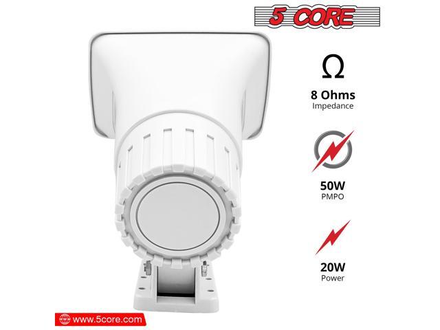 5 Core PA Speaker 6 x 4 Inch 50W Bull Horn Loud Indoor Outdoor Speakers System 8Ohm Reflex Megaphone Mounting Bracket & Hardware Included White -...