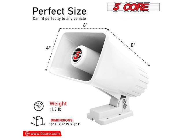 5 Core PA Speaker 6 x 4 Inch 50W Bull Horn Loud Indoor Outdoor Speakers System 8Ohm Reflex Megaphone Mounting Bracket & Hardware Included White -...