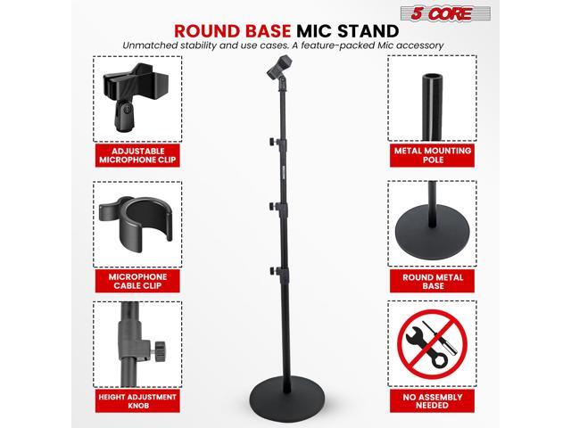 5 Core Mic Stand Floor Adjustable Universal Heavy Duty Microphone Stands Round Base Soporte De microfono