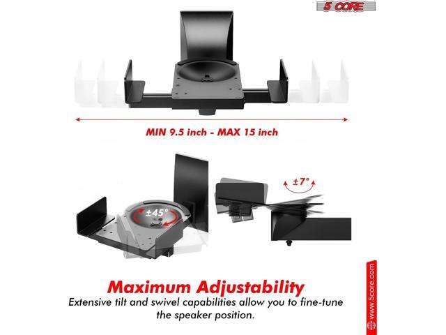 5 Core Speaker Wall Mount Adjustable Shelf Holder Swivel 180 Degree Bookshelf Brackets - 15 Inch Space for Speakers Pair Holds Upto 55lbs - WST...
