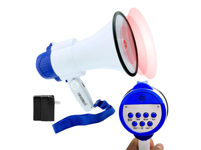 5 Core Megaphone Bullhorn Speaker 30W Bull Horn Battery Power Mini Cheer Megafono 800 Feet Range Loudspeaker w Siren Recording Ergonomic Handle for...