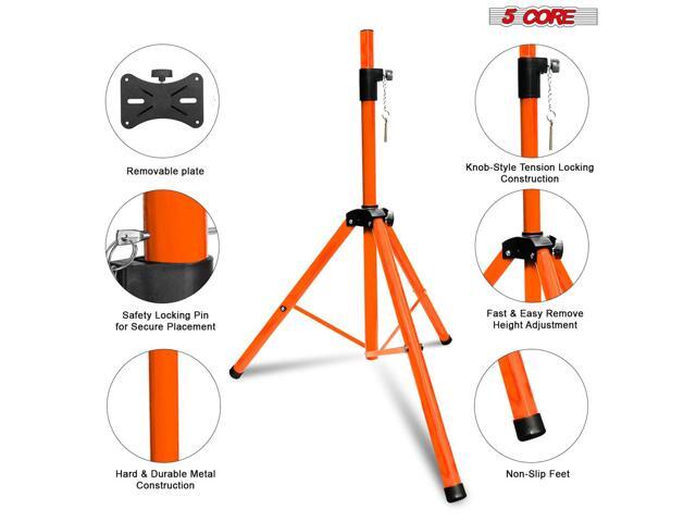 5 Core Speaker Stand Tripod Floor Heavy Duty Adjustable Up to 72 Inch DJ Studio Monitor kanto Stands Pole Mount - SS HD 1PK ORG WOB