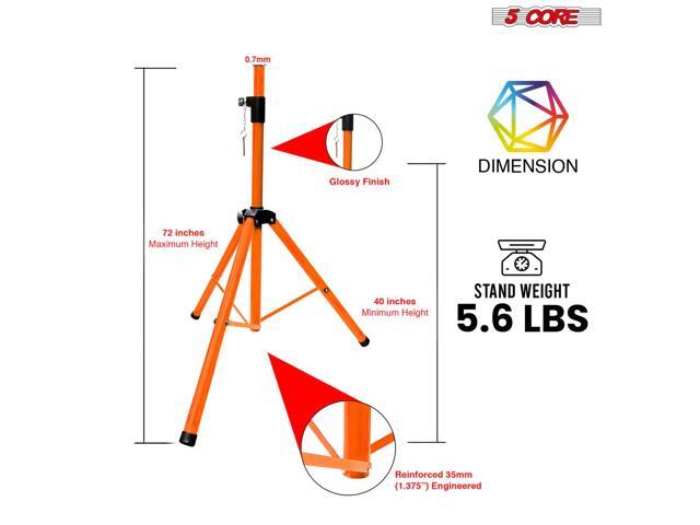 5 Core Speaker Stand Tripod Floor Heavy Duty Adjustable Up to 72 Inch DJ Studio Monitor kanto Stands Pole Mount - SS HD 1PK ORG WOB