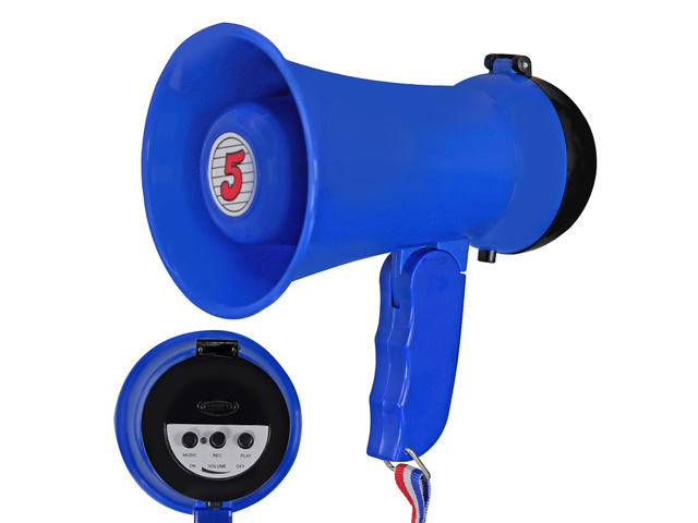 5 Core Megaphone Bullhorn Speaker 15W Mini Battery Power Bull Horn w Siren 400 Yard Range