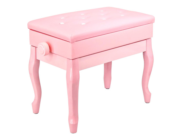 5 Core Piano Bench Wooden Height Adjustable Keyboard Stool Heavy Duty Padded Cushioned Seat, Solid Sturdy Wooden Legs + Storage Pink - PNB WD HD PNK