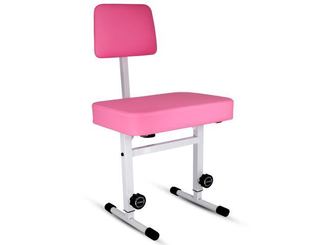 5 Core Piano Bench 3 Inch Padded Cushioned Stool w Backrest Heavy Duty Musician Chair Height Adjustable Keyboard Seat w Nonslip Rubber Feet Pink -...