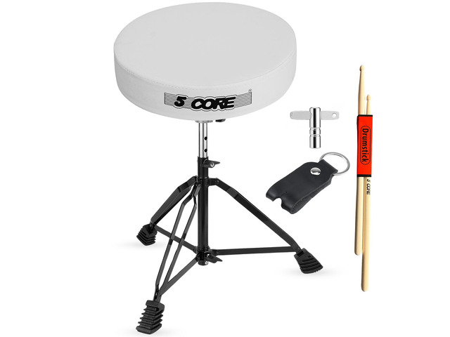 5 Core Drum Throne 3 Inch Thick Padded Comfortable Guitar Stool Double Braced Drummer Chair Height Adjustable Musician Seat For Adults And Kids...