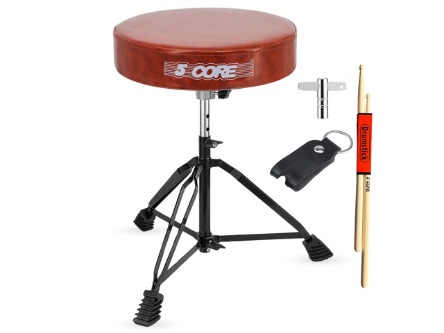 5 Core Drum Throne 3 Inch Thick Padded Comfortable Guitar Stool Double Braced Drummer Chair Height Adjustable Musician Seat For Adults And Kids...