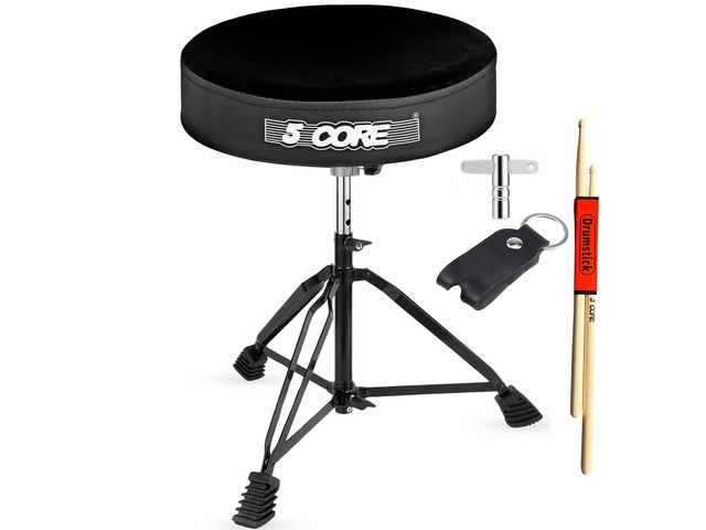 5 Core Drum Throne 3 Inch Thick Padded Velvet Top Guitar Stool Double Braced Drummer Chair Height Adjustable Musician Seat For Adults And Kids...