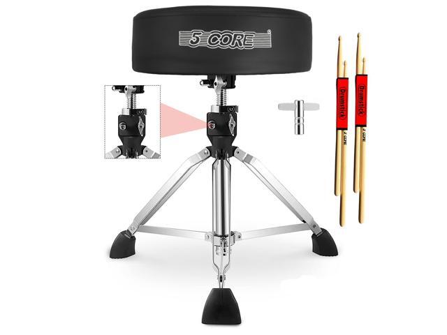5 Core Drum Throne Comfortable Height Adjustable Stool Thick Padded Seat Professional Heavy Duty Musician Drummer Chair 400 lbs Capacity for Adults...