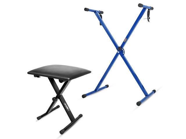 5 Core Inc. Keyboard Stand Single X Style Adjustable Piano Riser + Keyboard Piano Bench