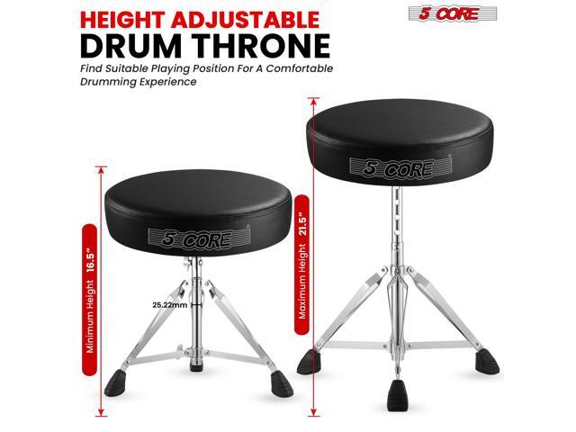 5 Core Drum Throne Padded Adjustable Guitar Stool Drummer Seat for Adults & Kids BLACK