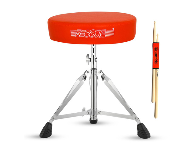 5 Core Drum Throne Padded Adjustable Guitar Stool Drummer Seat for Adults & Kids ORANGE