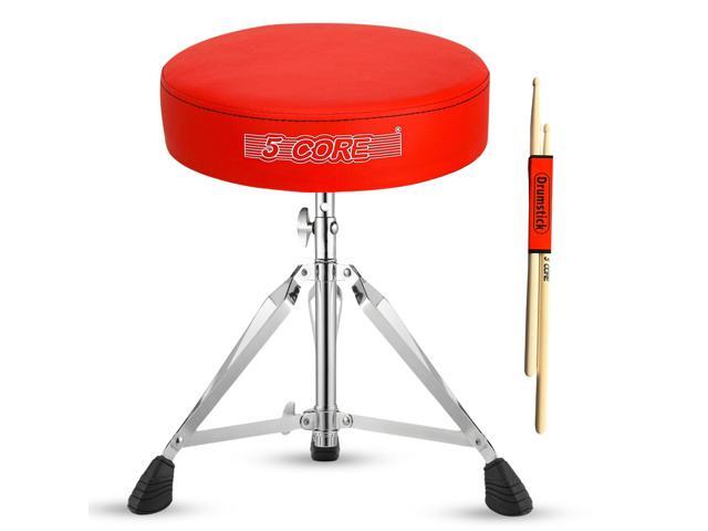 5 Core Drum Throne Brown Height Adjustable Padded Seat Drum Stool Folding Portable Drummer Throne with Anti-Slip Feet - DS CH RED