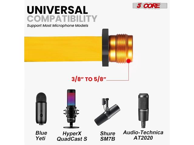 5 Core Tripod Mic Stand Adjustable Holder Floor Microphone Boom Arm - MS 080 YLW