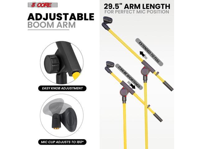 5 Core Tripod Mic Stand Adjustable Holder Floor Microphone Boom Arm - MS 080 YLW