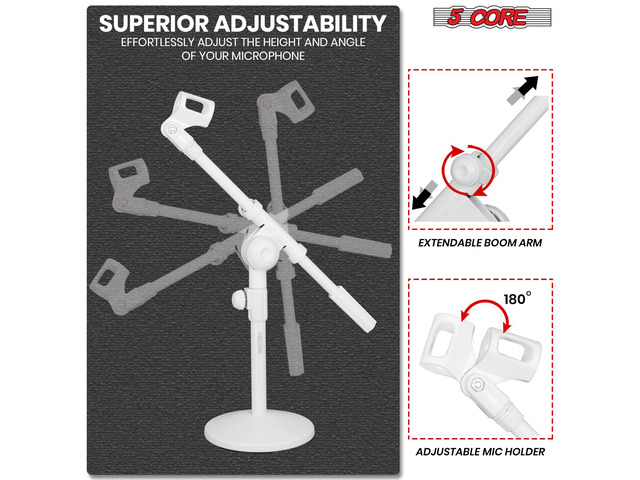 5 Core Desktop Mic Stand Round Base Universal Desk Microphone Holder Table Top Stands