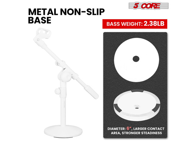 5 Core Desktop Mic Stand Round Base Universal Desk Microphone Holder Table Top Stands