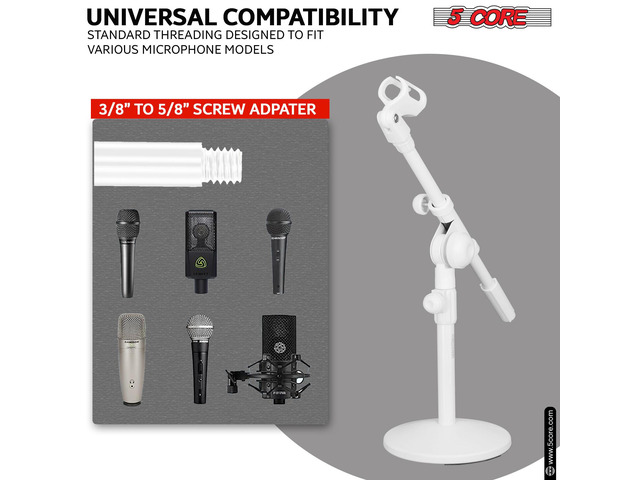5 Core Desktop Mic Stand Round Base Universal Desk Microphone Holder Table Top Stands