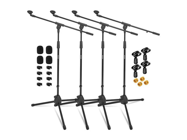 5 Core Tripod Mic Stand 4Pcs Heavy Duty Adjustable Holder Floor Microphone Boom Arm BLACK
