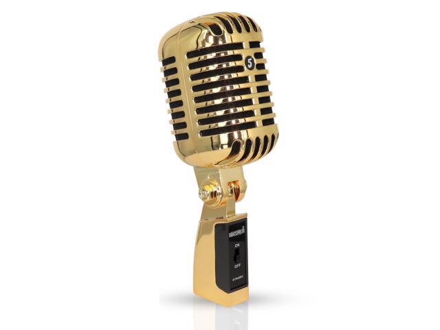 5 Core Inc. Microphone Classic Retro Style Dynamic Vocal Mic Gold 1 Piece Vintage Metal Unidirectional Cardioid Mic RTRO MIC GLD