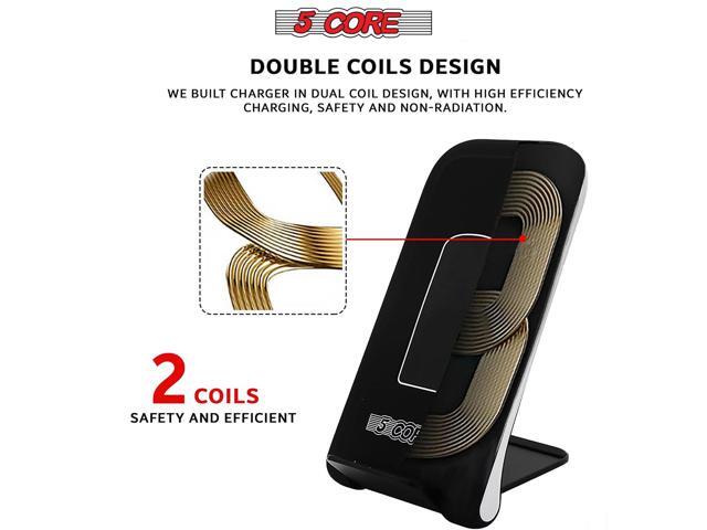 5 Core Fast Wireless Charger 2 Pieces 10W Fast Wireless Charging Station with Sleep-Friendly Adaptive Light/Compatible with Samsung Galaxy S21 S20...