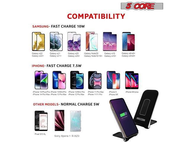 5 Core Fast Wireless Charger 2 Pieces 10W Fast Wireless Charging Station with Sleep-Friendly Adaptive Light/Compatible with Samsung Galaxy S21 S20...