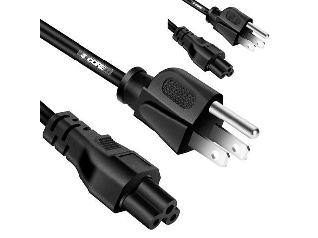 5 Core Extra Long 6ft 3 Prong 2 Pack Non-Polarized AC Wall Power Cable Cord for HP Dell Samsung Sony Asus Acer Toshiba Laptop Charger LED LCD...