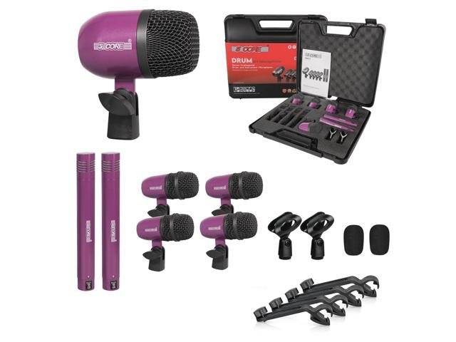 5 Core Drum Microphone Kit 7Pc All Metal Drummer Mics Tom/Snare & Cymbals Wired Instrument Drums Set