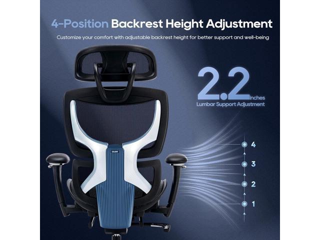 Ergonomic Mesh Office Chair with Footrest, Executive High Back Computer Desk Chair with Wide Headrest and Adjustable 3D Arms, Backrest, Tilt Lock...