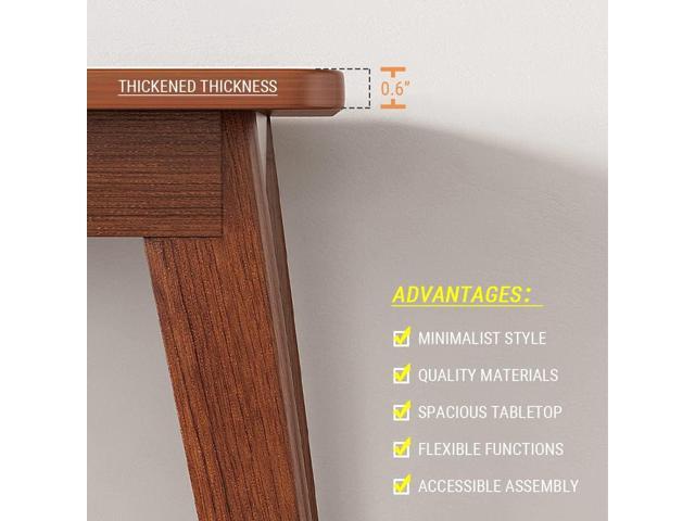 Mid-Century Long Desk Table - 63' Simple Modern Extra Long 2-Person Wood Computer Workstation for Home Office Work in Walnut, 63' W x 20' D
