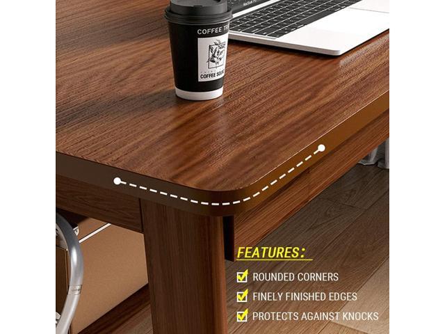 Mid-Century Long Desk Table - 63' Simple Modern Extra Long 2-Person Wood Computer Workstation for Home Office Work in Walnut, 63' W x 20' D