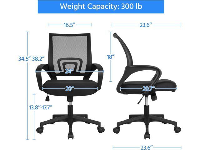 Yaheetech Mid-Back Mesh Office Chair Adjustable Ergonomic Computer Task Chair Swivel Rolling with Lumbar Support Armrest for Home Office Work...