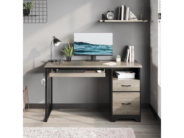 Bestier 48 Computer Desk with Drawers, Office Desk with Storage, Industrial Wood Writing Desk with File Drawer, Keyboard Tray & 2 Hooks for Home...