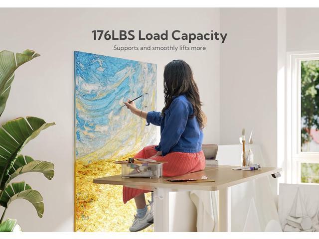 Claiks Electric Standing Desk, Adjustable Height Stand up Desk, 40x24 Inches Sit Stand Home Office Desk with Splice Board, White Frame/Nature Top