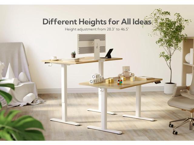 Claiks Electric Standing Desk, Adjustable Height Stand up Desk, 40x24 Inches Sit Stand Home Office Desk with Splice Board, White Frame/Nature Top